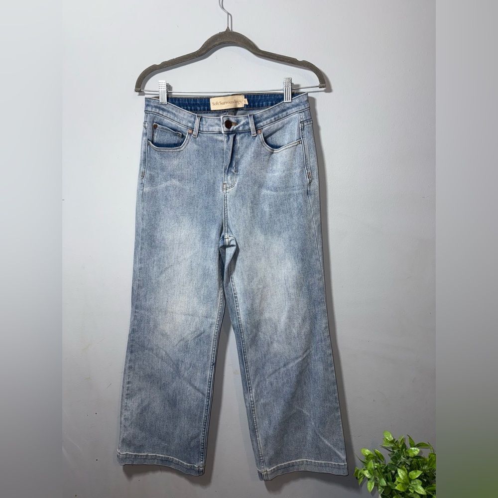 Soft Surroundings Wide-Leg Light Blue Crop Jeans Size 10P EUC